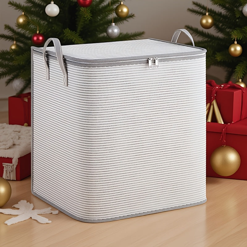 1pc Large Foldable Clothes & Storage with Zippered Lid & Sturdy Handle - Heavy-Duty Suitable for Closet Organizer, Portable Rectangular Container for Wardrobe, Travel, Seasonal Clothing Storage, Under-Bed Storage