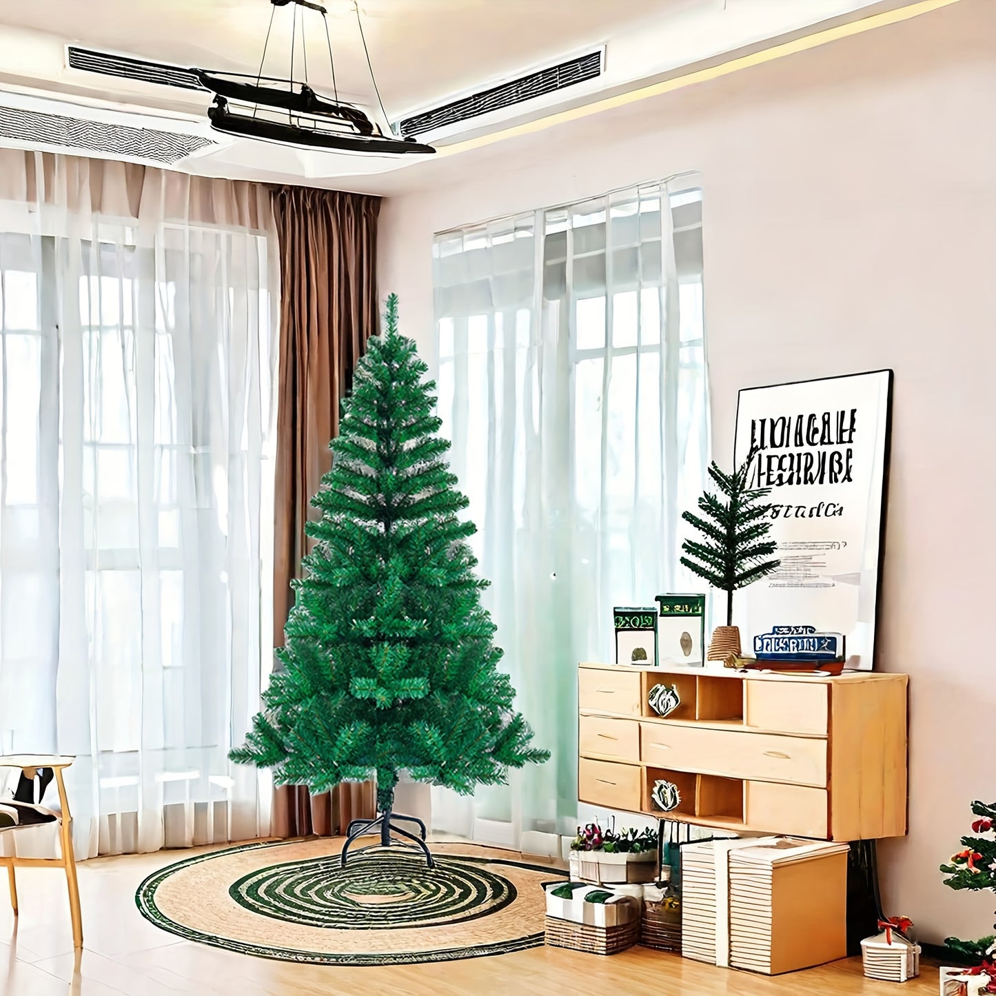 5/6Ft Full Bodied Premium Christmas Tree, PVC, Metal Stand, Light Weight, Easy To Assemble, Safe And Odorless Artificial Christmas Tree