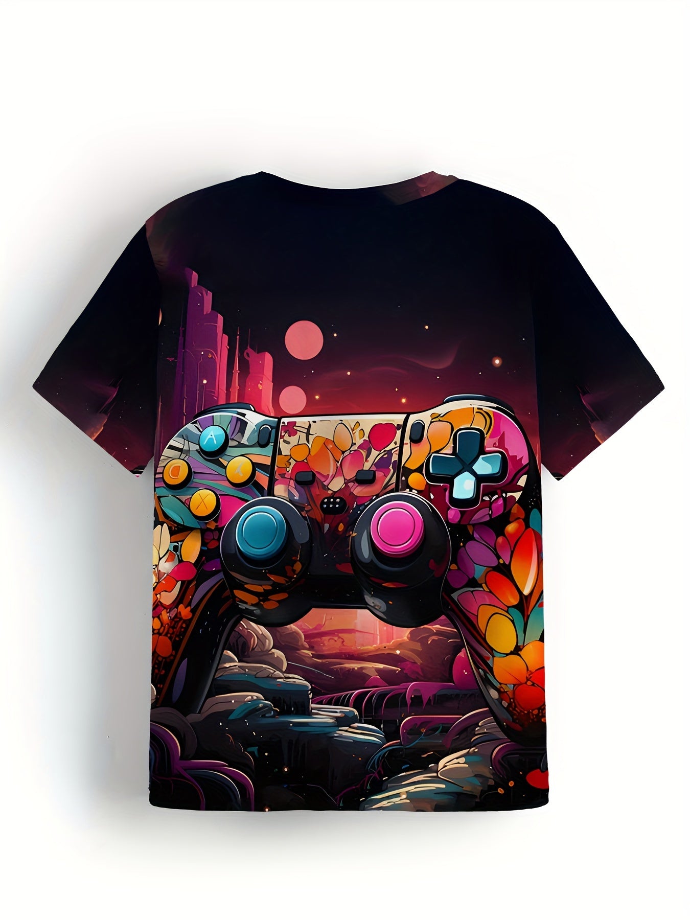 Colorful Game Console 3D Print T-Shirt, Tees For Boys, Casual Short Sleeve T-shirt For Summer Spring Fall