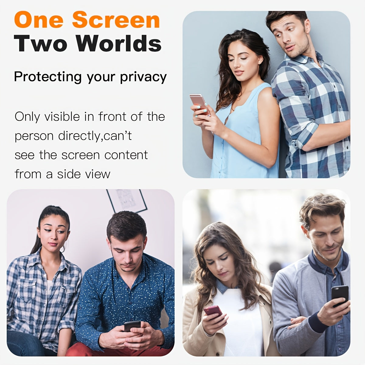 Set of 8 Complete Protection Anti-Spy Tempered Glass for Iphone 15, 14, 13, 12, 11 Pro Max, X, XS, XR, And XS Max, Along with Full Coverage Camera Lens Glass for Iphone 11, 15 Pro Max, Featuring 9H Hardness