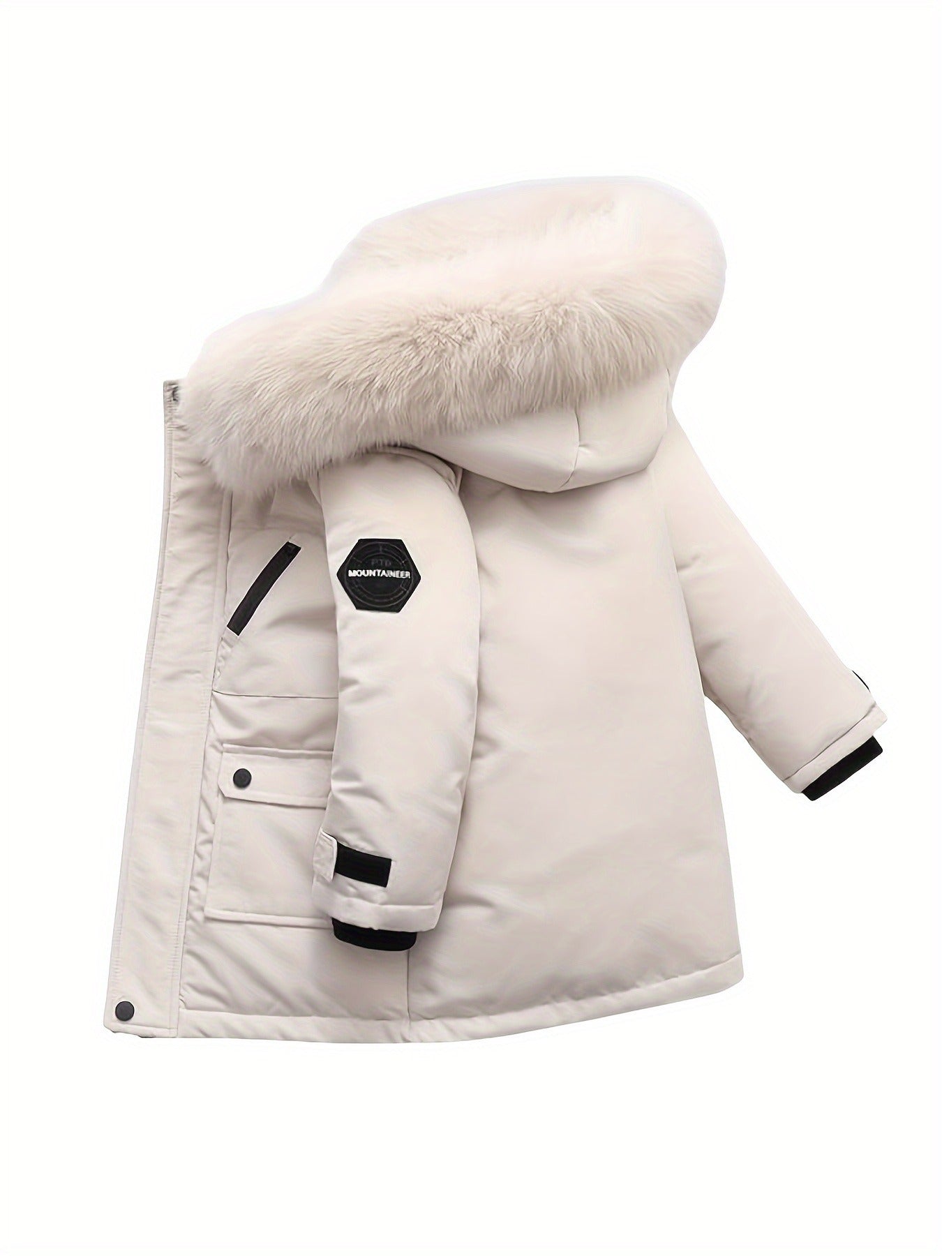 2025 Kids’ Winter Down Jacket – Geometric Hooded Duck Feather Coat with Pockets