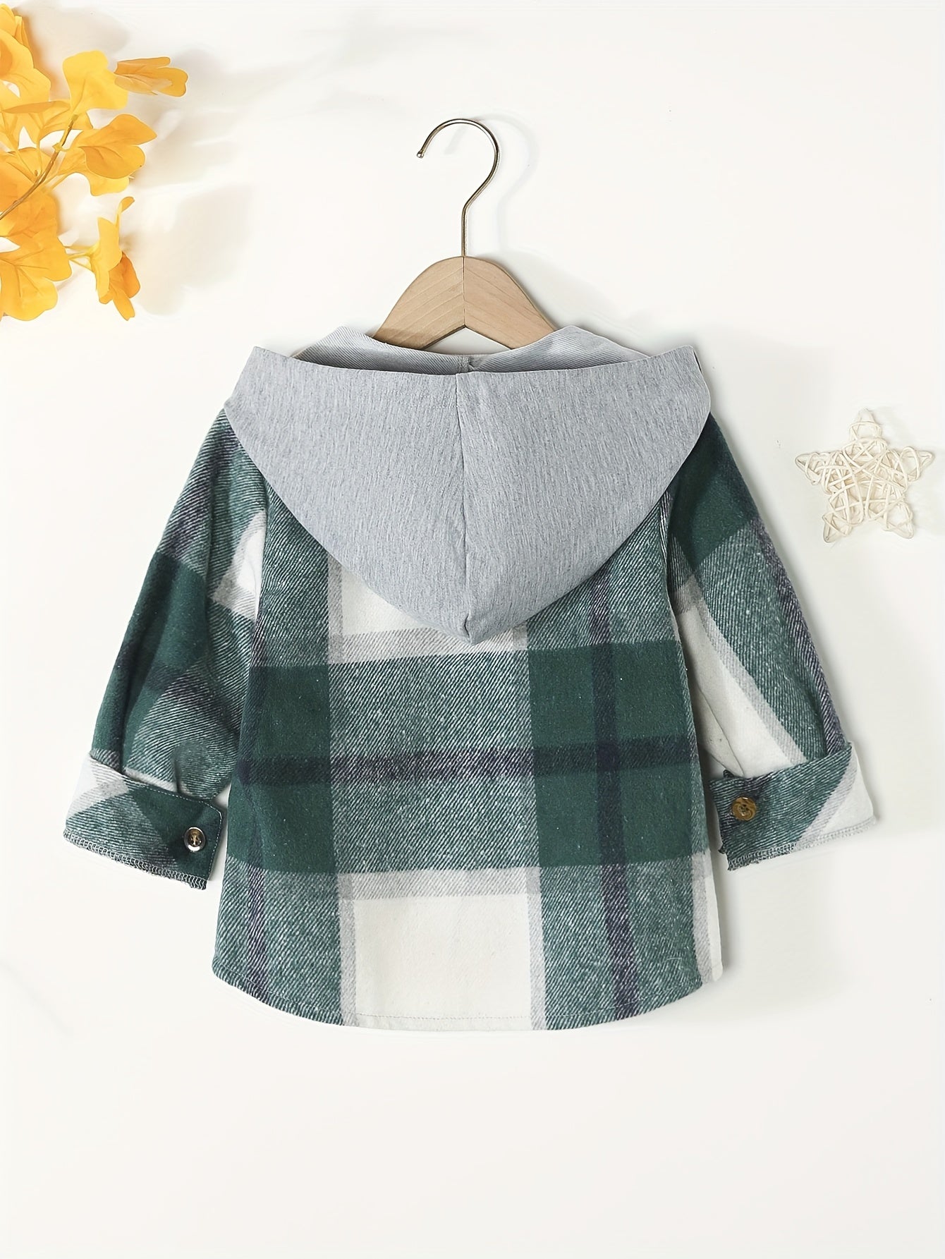 Kids Boys Plaid Shirts Long Sleeve Button Down Hooded Tops Spring Fall Outwear Shirts Jacket Clothes