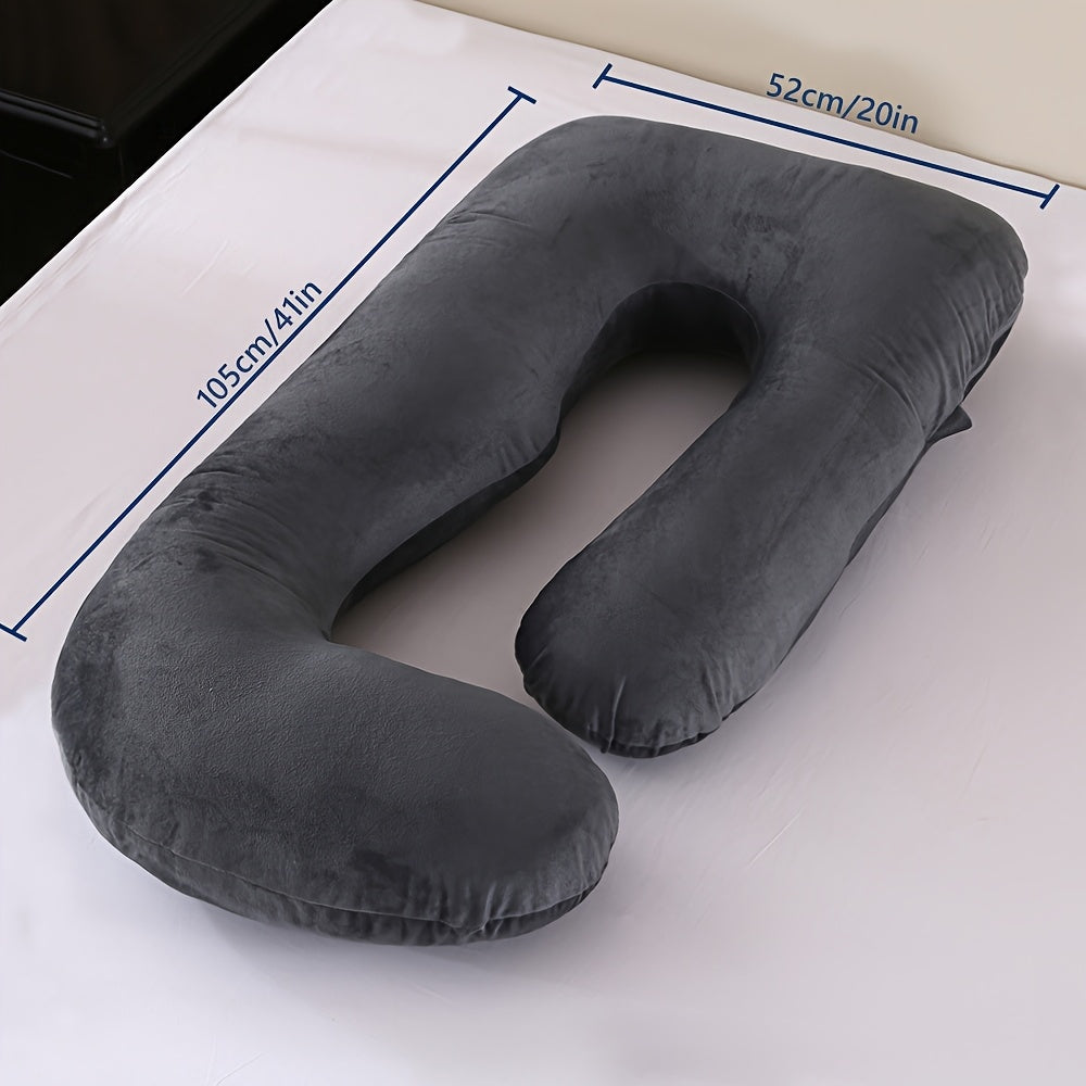 60-inch J-Shaped Full Body Pillow, Maternity Pillow, Maternity Full Body Pillow with Velvet Pillowcase, Full Body Pillow with Back, Leg, And Tummy Support, Helps Ensure Adequate, Comfortable Sleep, Halloween And Christmas Gif
