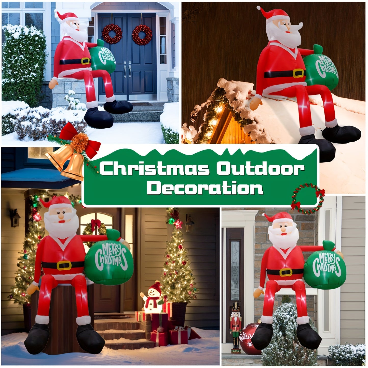 8FT Climbable Santa Claus Inflatable – Outdoor & Indoor Christmas Decoration