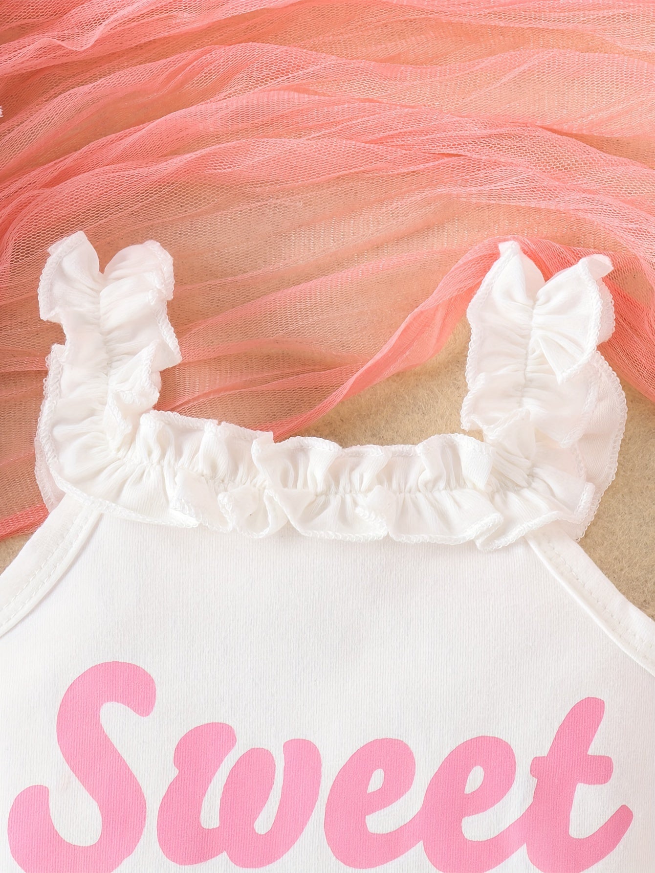 2pcs Toddler & Infant Girl's "Sweet One" Donut Print Ruffled Bodysuit, Triangle Shorts & Hairband Set for Summer Party