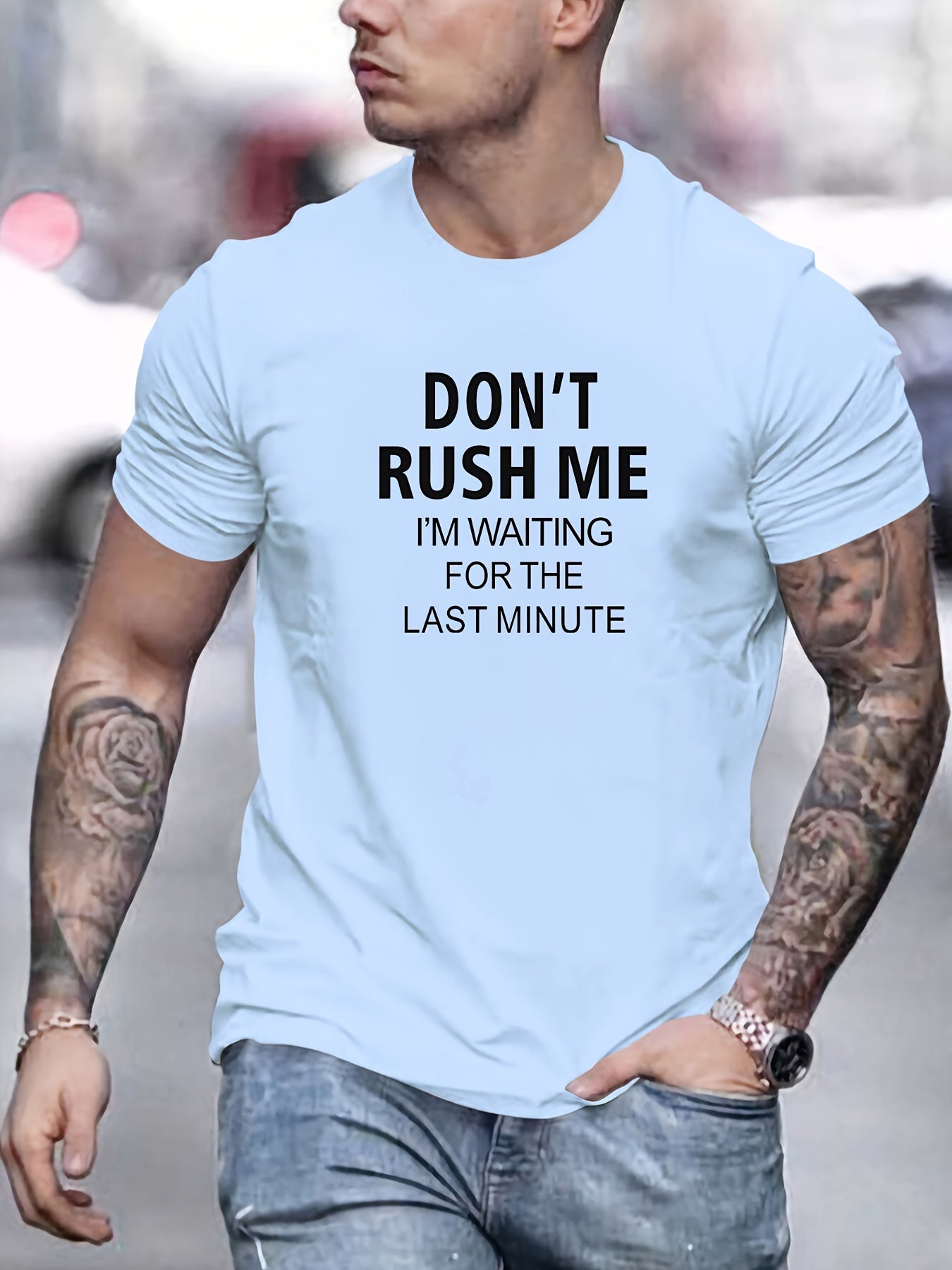 Don't Rush Me" Men's Cotton T-Shirt - Casual Crew Neck, Short Sleeve, Summer Tee in Solid Colors