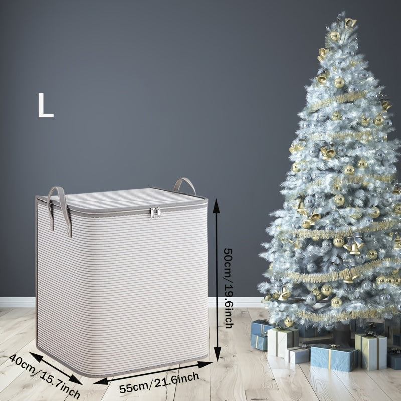 1pc Large Foldable Clothes & Storage with Zippered Lid & Sturdy Handle - Heavy-Duty Suitable for Closet Organizer, Portable Rectangular Container for Wardrobe, Travel, Seasonal Clothing Storage, Under-Bed Storage