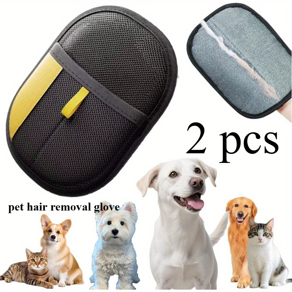 Pet Hair Removal Glove, 2-Pack - Static Control for Cats & Dogs | Effectively Removes Fur/Dander From Clothes | Essential Grooming Tool, Stylish Pet Accessory & Home Cleaning Helper