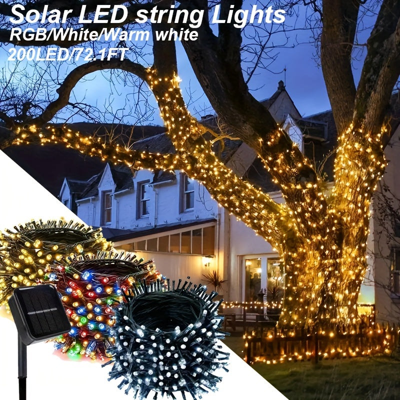 200LED 72ft Solar Powered String Lights with 8 Modes for Xmas Patio Wedding Party Decor Ambiance Lighting