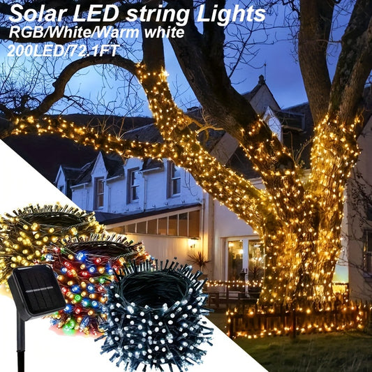 200LED Solar String Lights – 72ft with 8 Modes for Xmas, Patio, Wedding, Party Decor