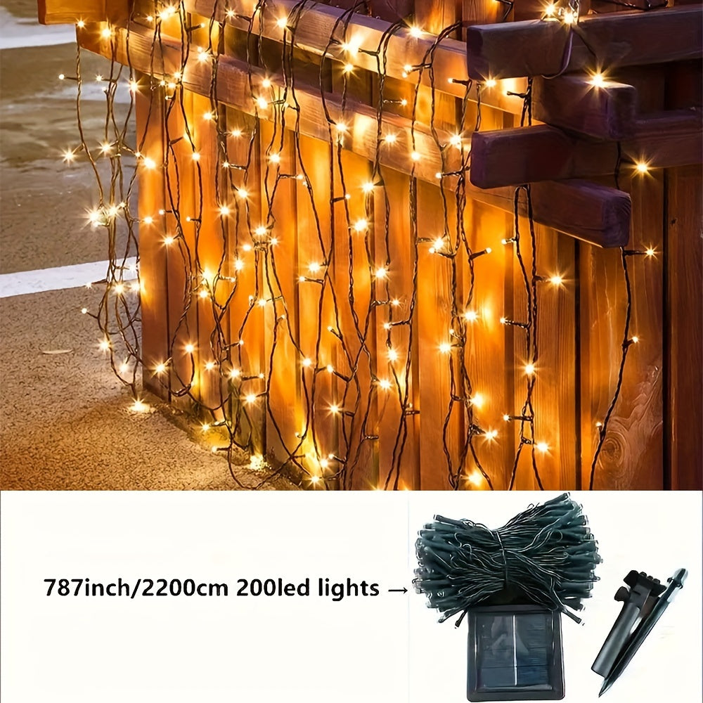 200LED 72ft Solar Powered String Lights with 8 Modes for Xmas Patio Wedding Party Decor Ambiance Lighting