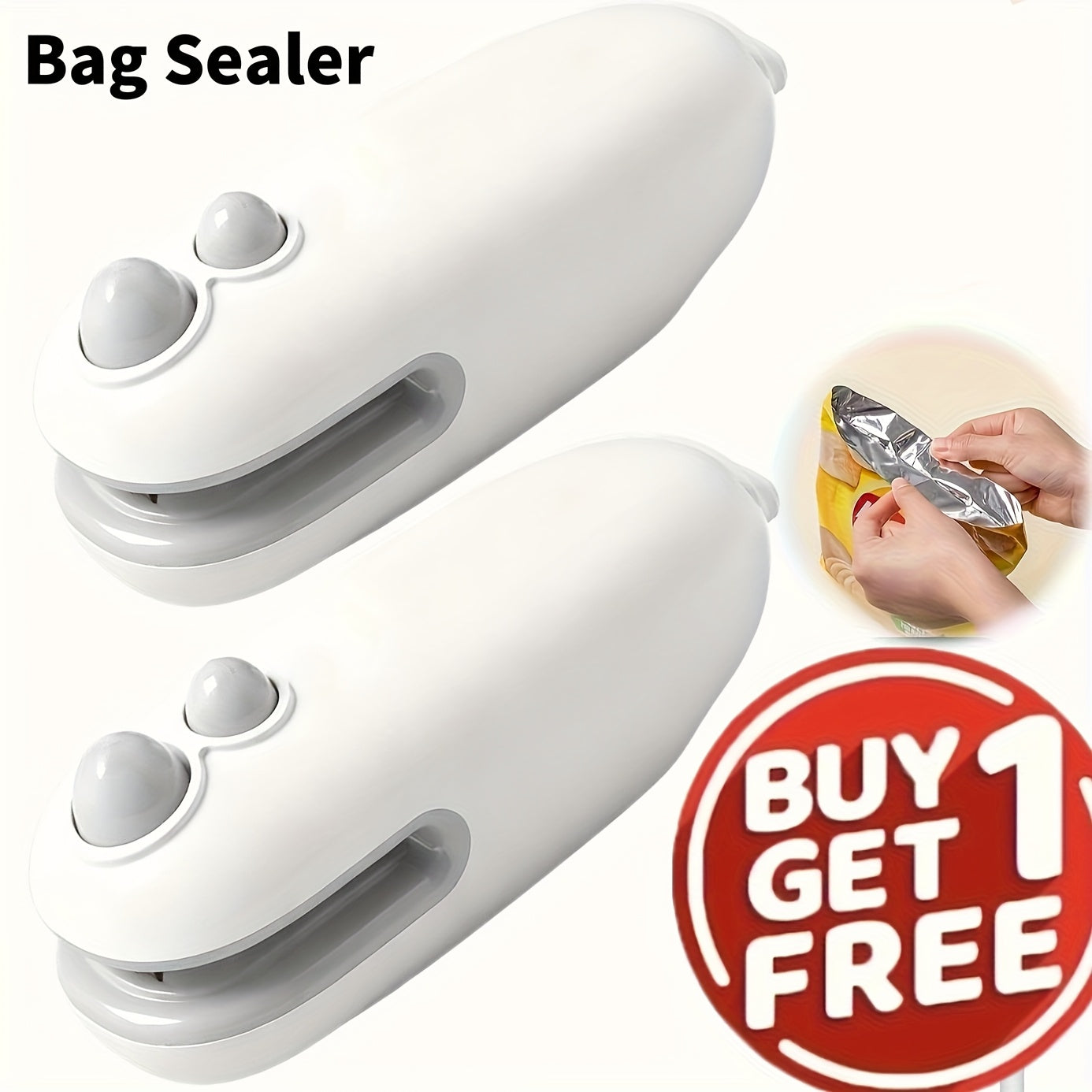 [USB-C Rechargeable Bag Sealer] 2pcs Mini Bag Sealer | USB-C Rechargeable, 2-in-1 Heat Seal with Cutter & Magnet, Buy 1 Get 1 Free, Resealer Machine for Plastic & Snack Bags
