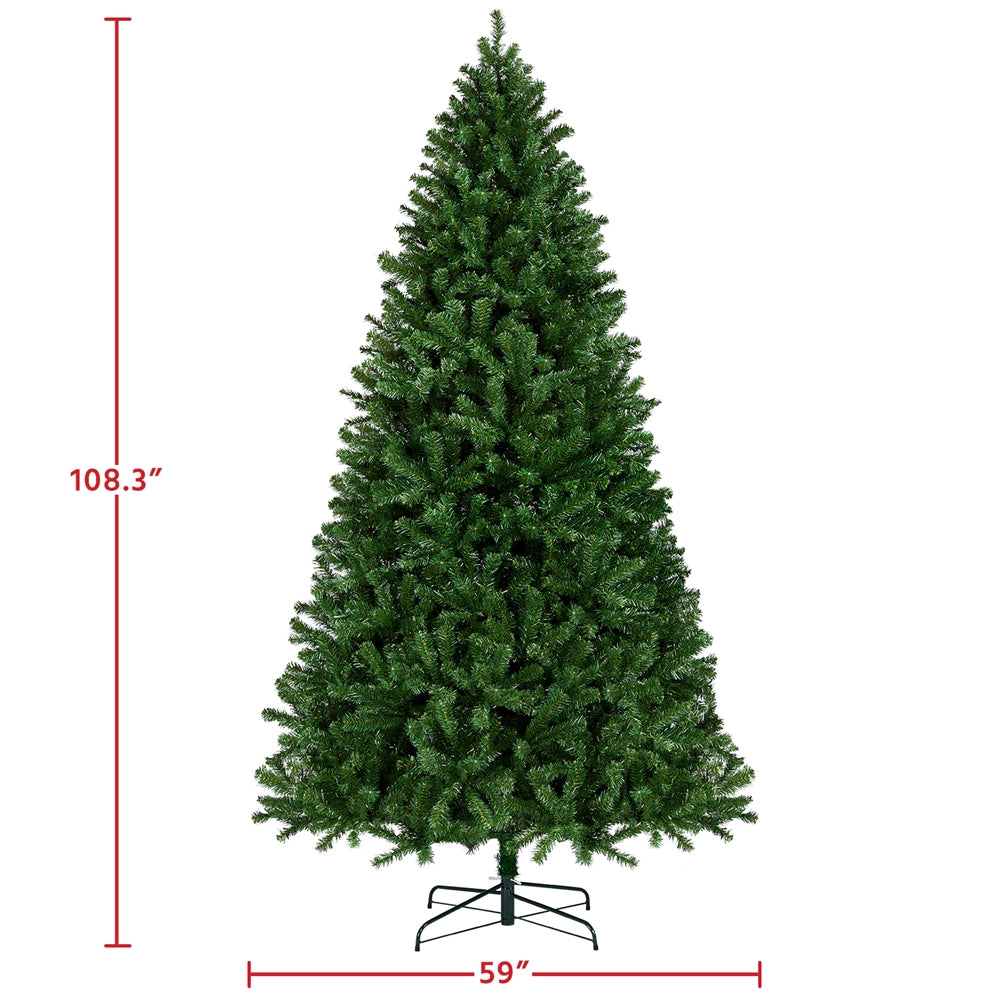 Costoffs 4ft/4.5ft/6ft/7.5ft/9ft/12ft Christmas Tree Hinged Prelighted Pine Tree for Home Party Holiday Decoration with Lights, Easy Assembly, Metal Hinges & Foldable Base