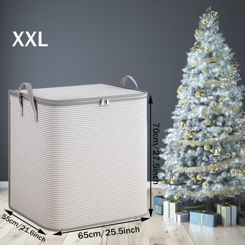 1pc Large Foldable Clothes & Storage with Zippered Lid & Sturdy Handle - Heavy-Duty Suitable for Closet Organizer, Portable Rectangular Container for Wardrobe, Travel, Seasonal Clothing Storage, Under-Bed Storage