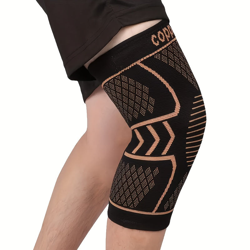 2pcs Copper Compression Fit Knee Sleeves For - High Elastic, Knee Brace For Men & Women, Breathable Knit, Supportive & Elastic, Suitable For Outdoor, Fitness, Various Ball Games, Very Suitable As Gifts