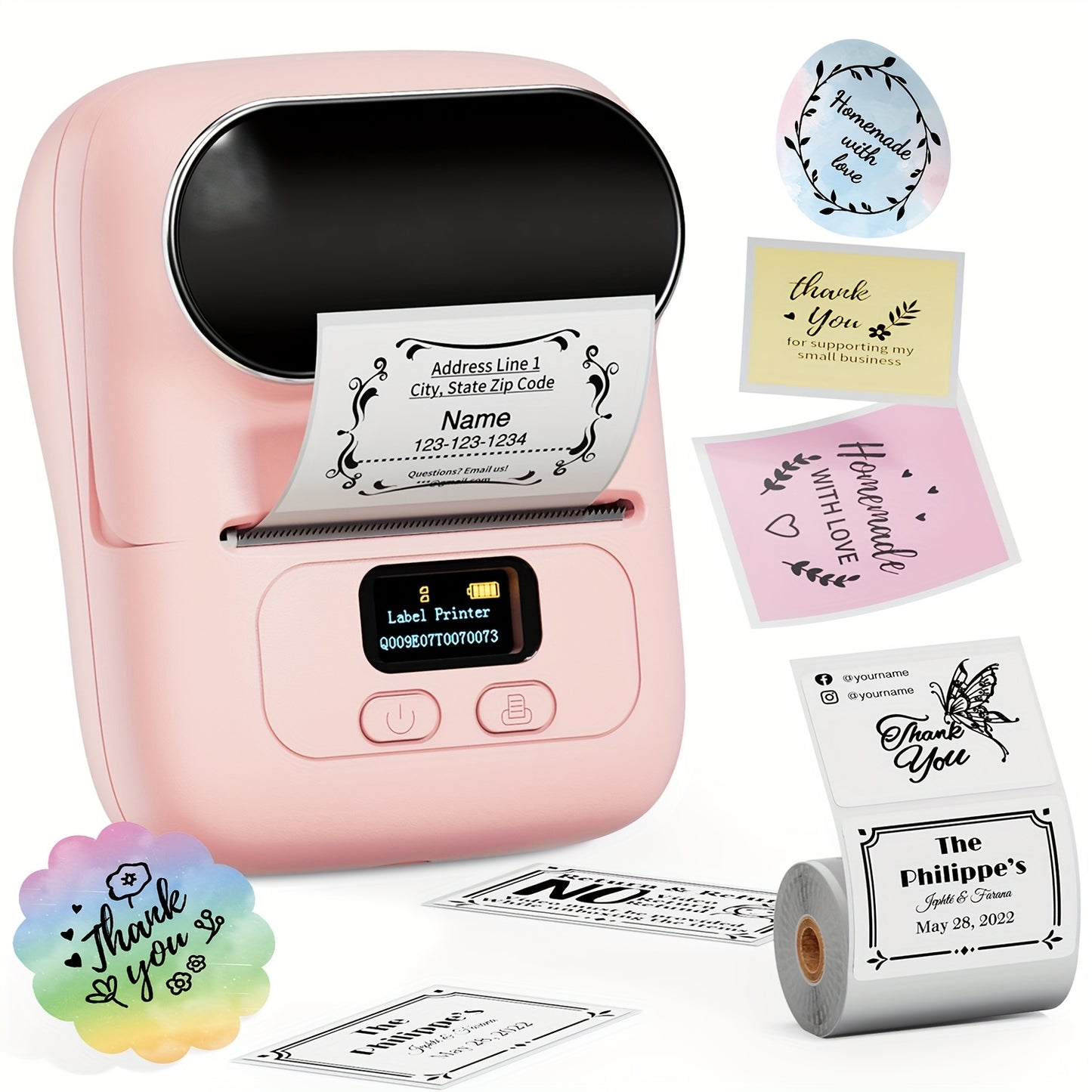 Barcode Printer - Label Maker Machine Wireless Themal Label Printer for Small Business, School, Barcode, Address, Jewelry, Clothing, Organizing, Orange