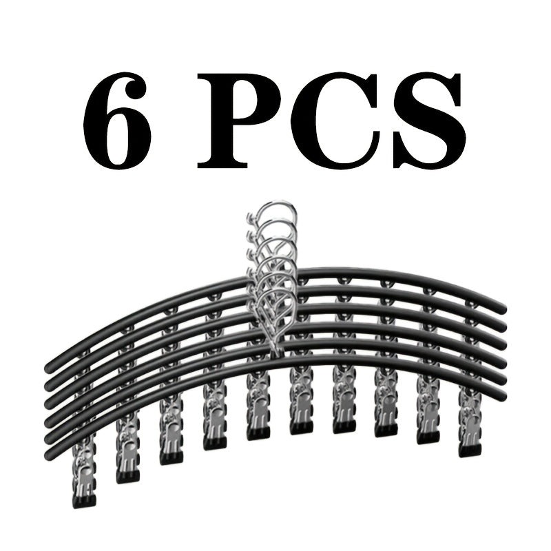 Space-Saving Stainless Steel Hanger With 10 Clips - 6pcs/4pcs/2pcs/1pc - Easy Install - Wall-Mounted Organizer For Cars - Clothes Hangers For Yoga Pants, Leggings& Socks