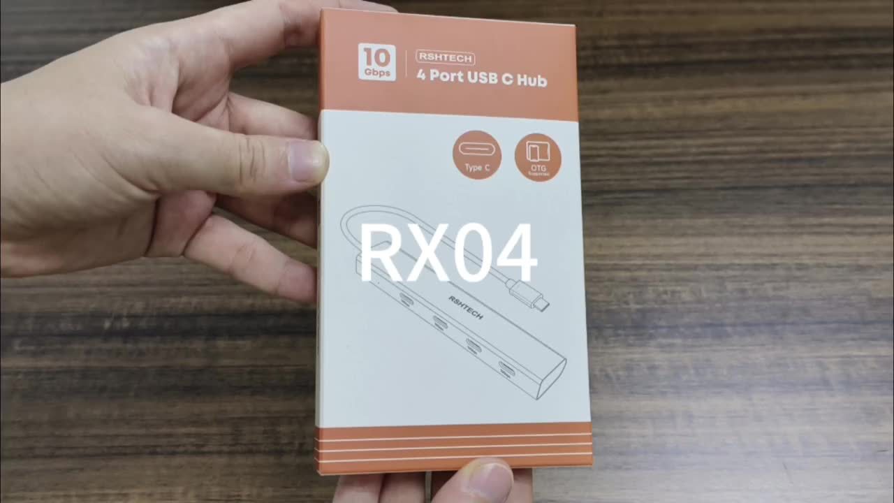 RSHTECH 10Gbps USB-C Hub – 4-Port USB 3.2 Gen 2 Splitter (OTG) Aluminum Multiport Adapter