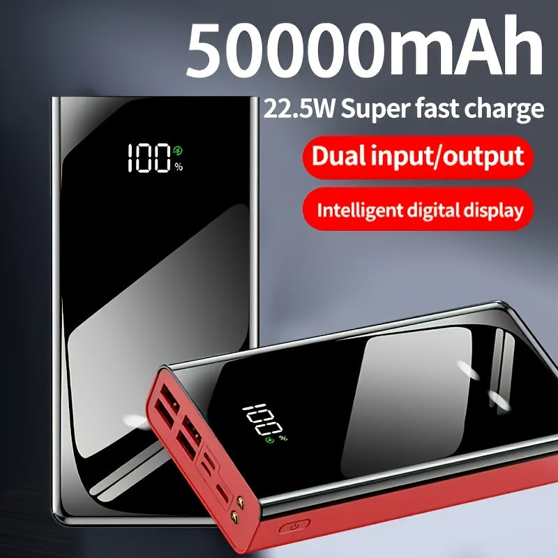 30000mAh/50000mAh Portable Power Bank, 22.5W Super Flash Charge with Digital Display, Outdoor Travel Camping Light, Fast-charging Reserve Battery Pack, Large-capacity Power Bank, Bidirectional Fast Charge