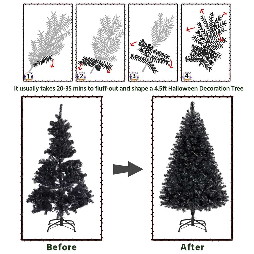 Costoffs 4ft/4.5ft/6ft/7.5ft/9ft/12ft Christmas Tree Hinged Prelighted Pine Tree for Home Party Holiday Decoration with Lights, Easy Assembly, Metal Hinges & Foldable Base