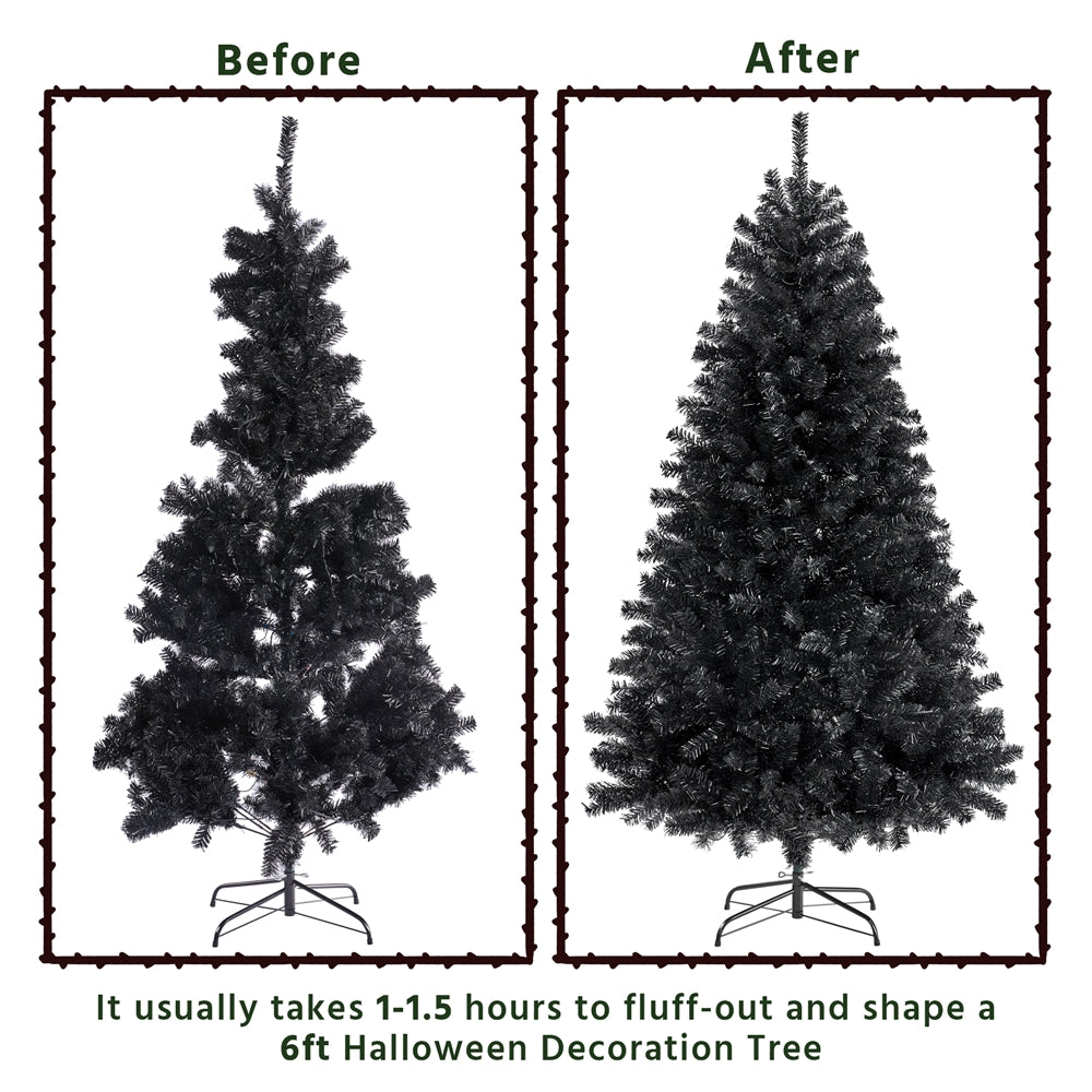 Costoffs 4ft/4.5ft/6ft/7.5ft/9ft/12ft Christmas Tree Hinged Prelighted Pine Tree for Home Party Holiday Decoration with Lights, Easy Assembly, Metal Hinges & Foldable Base