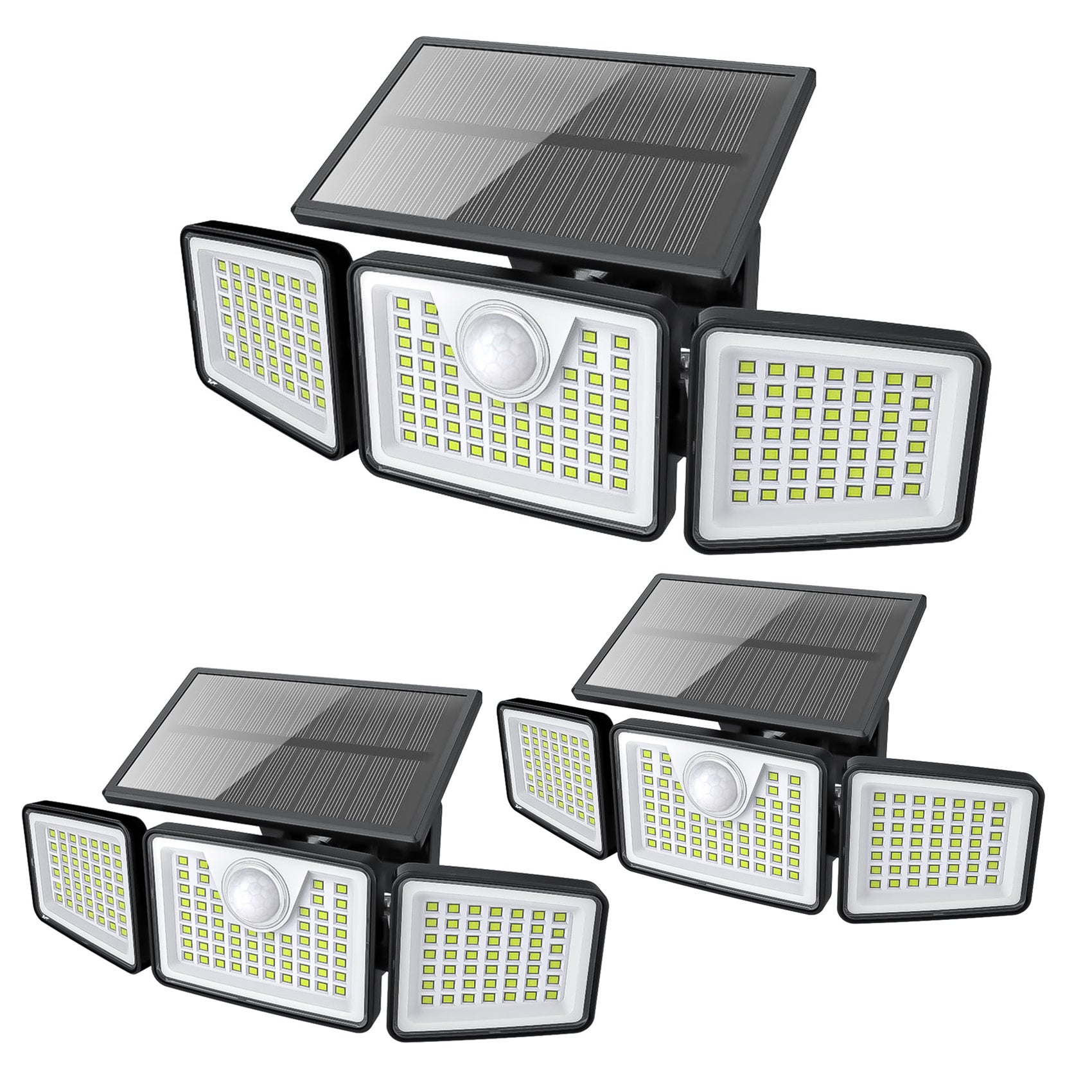 2500 Lm Solar Lights for Outdoors with Motion Sensor | 3- 270° Wide Angle Street Area Lights, IP65 Waterproof, 3 Modes, Remote Control, Suitable for Yard, Patio, Garage, Street, and More
