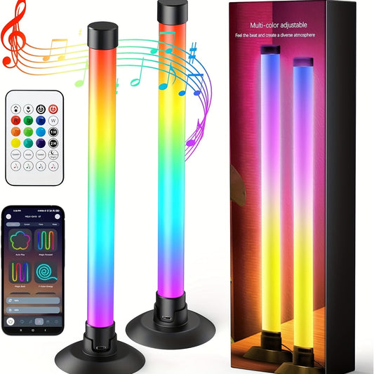 2PCS RGBIC Light Bars – App & Remote USB Mood Lights with Music Sync (16M Colors, 8 Modes)