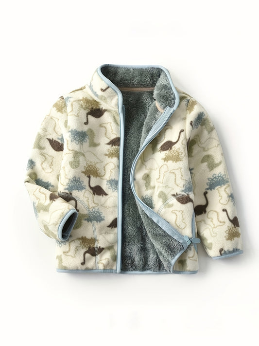 Kids' Vintage Dinosaur Fleece Jacket - Cozy Winter Wear