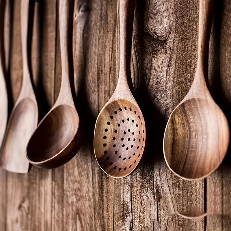 5pcs/3pcs/4pcs Premium Wooden Kitchen Utensil Set - Ergonomic Handles, Natural Wooden Spoon, Stirring Spoon, Soup Spoon Non-Stick Pan Turner, Heat-resistant & Easy to Clean, Durable Kitchen Essential Accessories, Perfect Chri