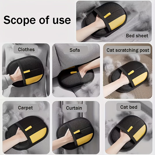 Pet Hair Removal Glove, 2-Pack - Static Control for Cats & Dogs | Effectively Removes Fur/Dander From Clothes | Essential Grooming Tool, Stylish Pet Accessory & Home Cleaning Helper