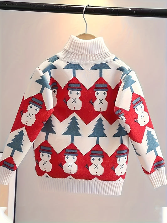 Kids Girl Boy Turtleneck Sweater Winter Tops Coat Autumn Child Warm Loose Knit Pullovers 2-10Y Baby Christmas Clothes