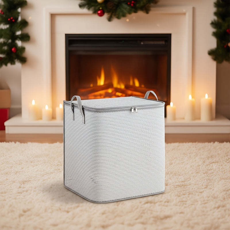 1pc Large Foldable Clothes & Storage with Zippered Lid & Sturdy Handle - Heavy-Duty Suitable for Closet Organizer, Portable Rectangular Container for Wardrobe, Travel, Seasonal Clothing Storage, Under-Bed Storage