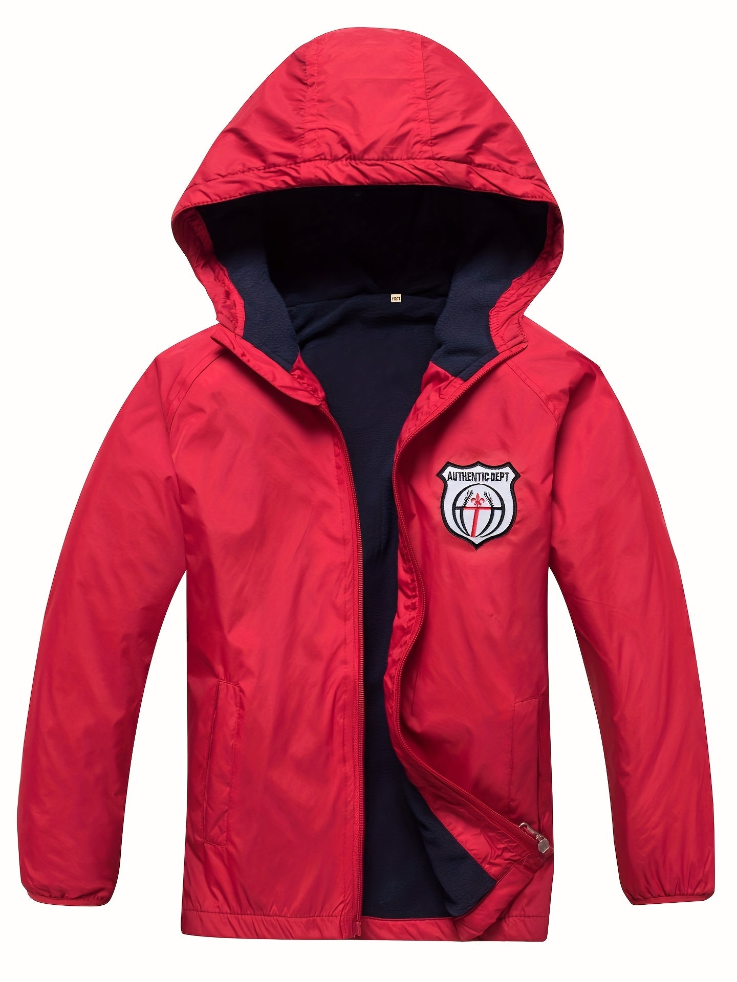 Boys Premium Zip Up Hooded Raincoat - Water-Resistant Windbreaker for Spring.