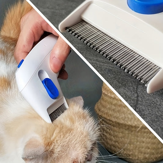 2-in-1 Pet Brush - Gentle Hair Removal and Combing for Cats and Dogs, with Durable Stainless Steel Comb Teeth and Comfortable Handle Grip