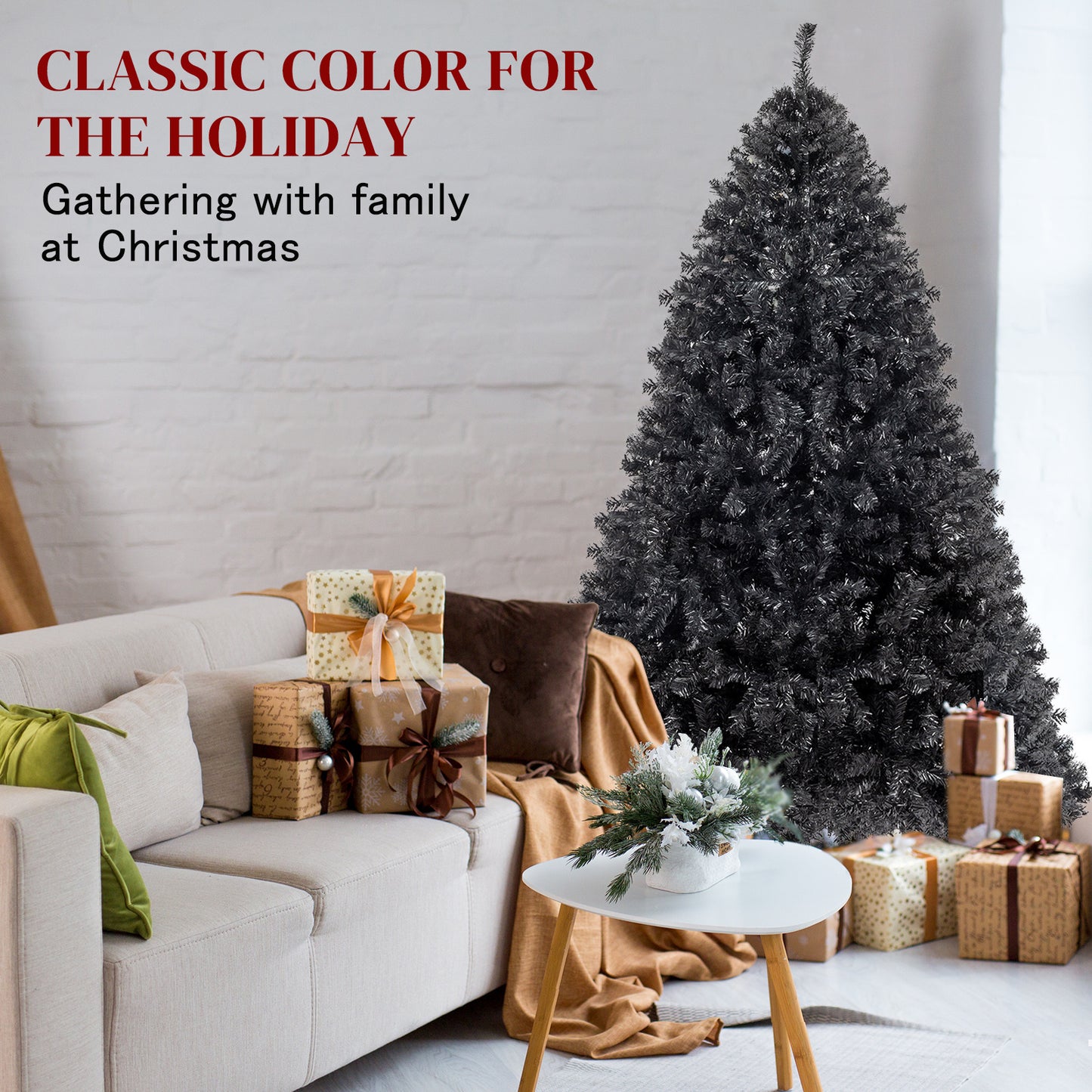 6ft Black PVC Christmas Tree with 1150 Branches - Freestanding, No Power Needed, Perfect for Outdoor Decor