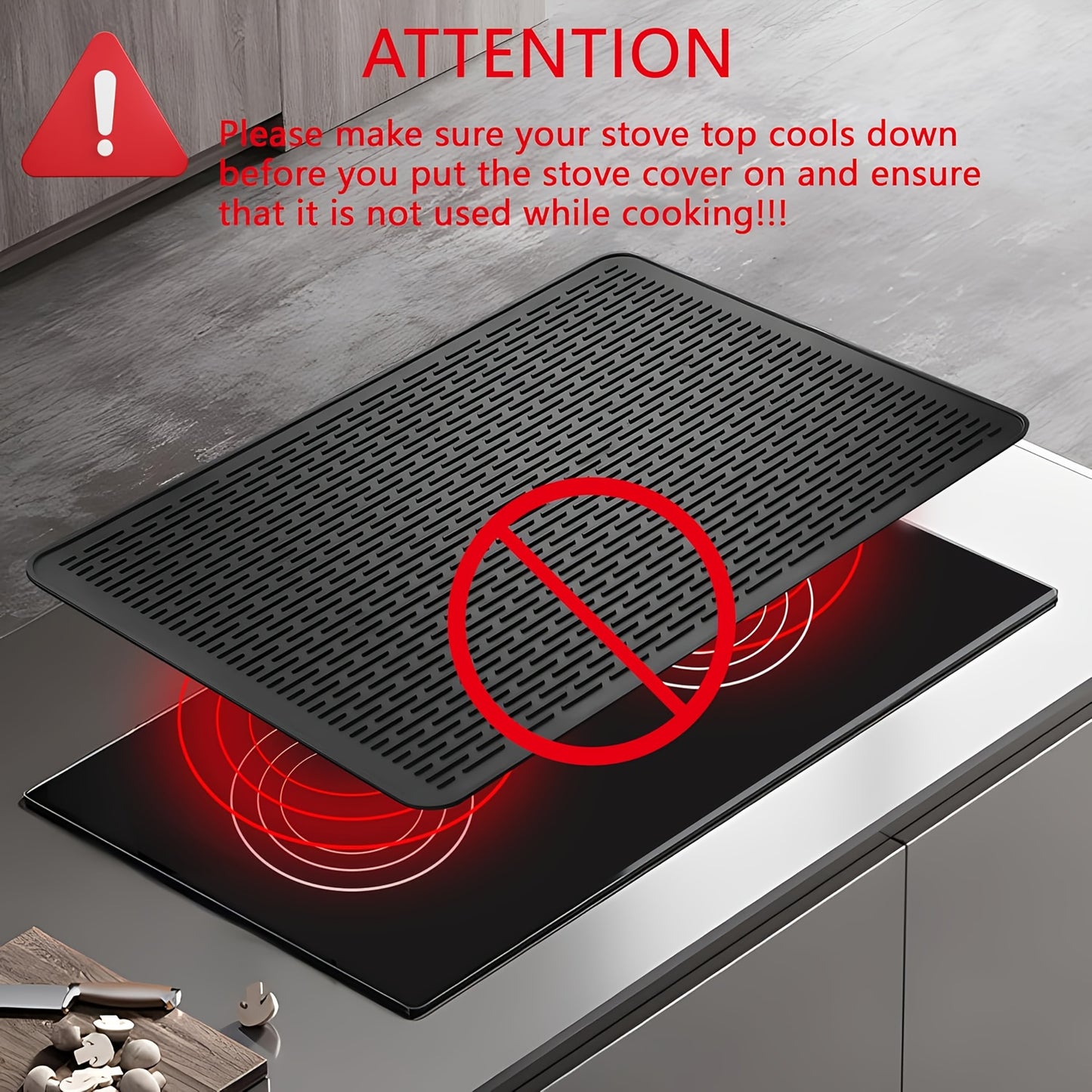 Heat Resistant - Silicone Electric Stove Top Cover Mat - Glass Cooktop Cover - 28"x20"Ceramic Stove top Cover - Flat RV Range Stovetop Protector - Extra Large Silicone Dish Drying Mat - BLACK