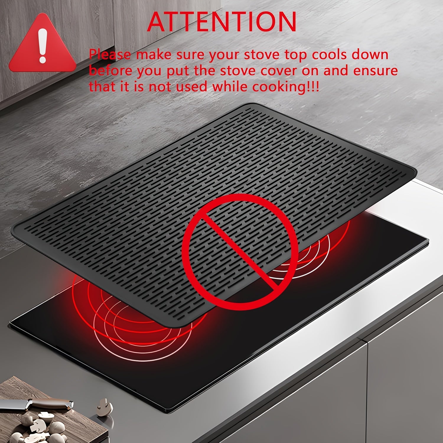 Heat Resistant - Silicone Electric Stove Top Cover Mat - Glass Cooktop Cover - 28"x20"Ceramic Stove top Cover - Flat RV Range Stovetop Protector - Extra Large Silicone Dish Drying Mat - BLACK
