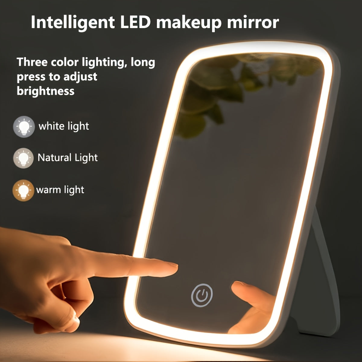 LED Makeup Mirror with Touch Sensor, Portable Folding Desktop Cosmetic Mirror, 3 Lighting Modes - White, Daylight and Warm Light, Adjustable Brightness, USB Charging, Compact for Travel, Gift for Ladies, Girls' Makeup Mirror,