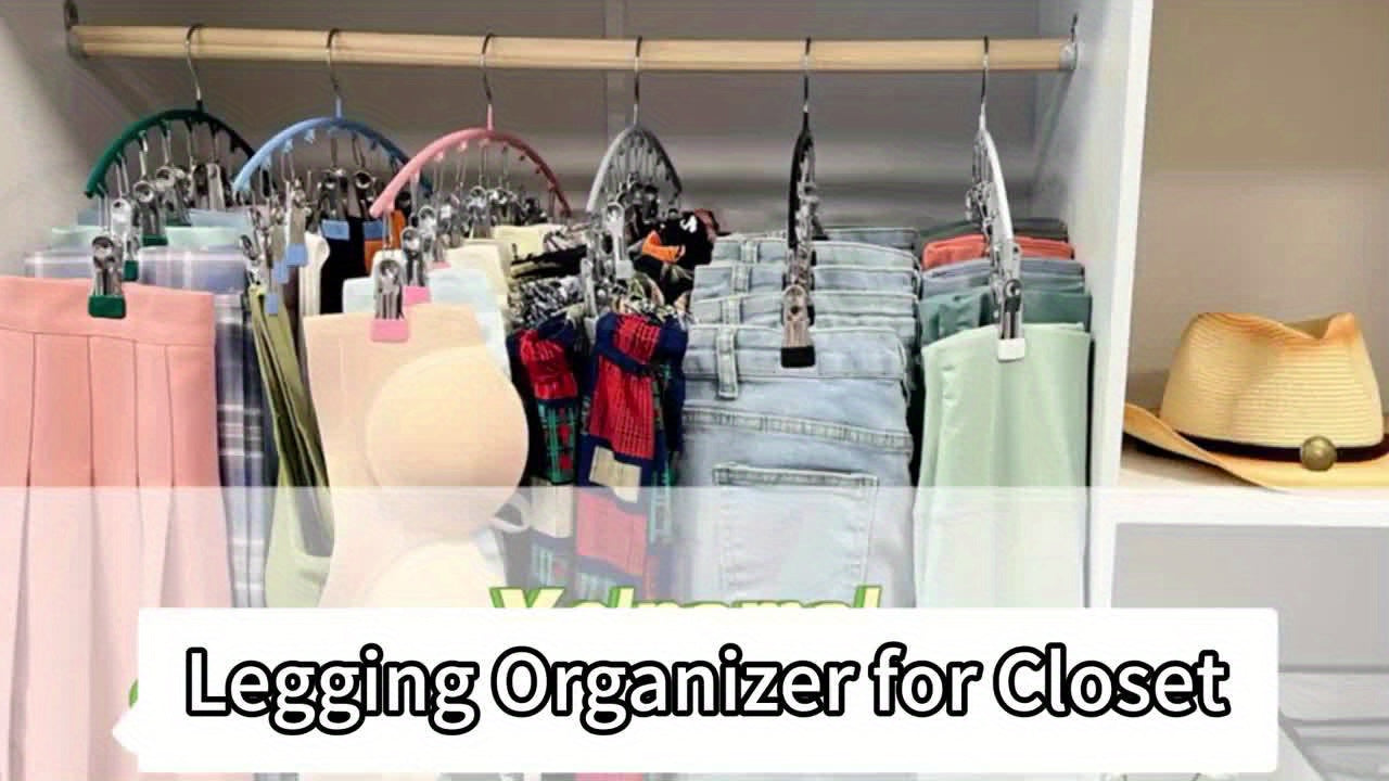 Space-Saving Stainless Steel Hanger With 10 Clips - 6pcs/4pcs/2pcs/1pc - Easy Install - Wall-Mounted Organizer For Cars - Clothes Hangers For Yoga Pants, Leggings& Socks