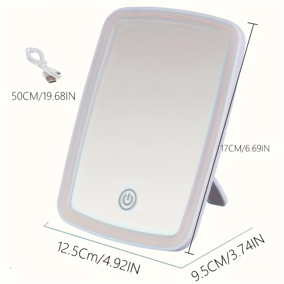 LED Makeup Mirror with Touch Sensor, Portable Folding Desktop Cosmetic Mirror, 3 Lighting Modes - White, Daylight and Warm Light, Adjustable Brightness, USB Charging, Compact for Travel, Gift for Ladies, Girls' Makeup Mirror,