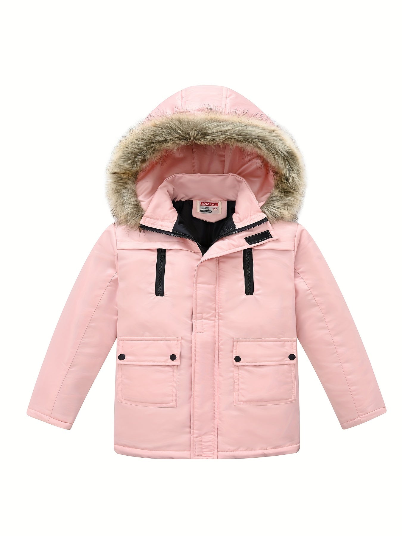 Kids' WarmthMaster Jacket - Removable Hood, Zipper Flap Pocket, Thick Insulation, Water-Resistant, Spring and Winter Wear for Boys and Girls - Versatile and Cozy Outerwear for School and Play