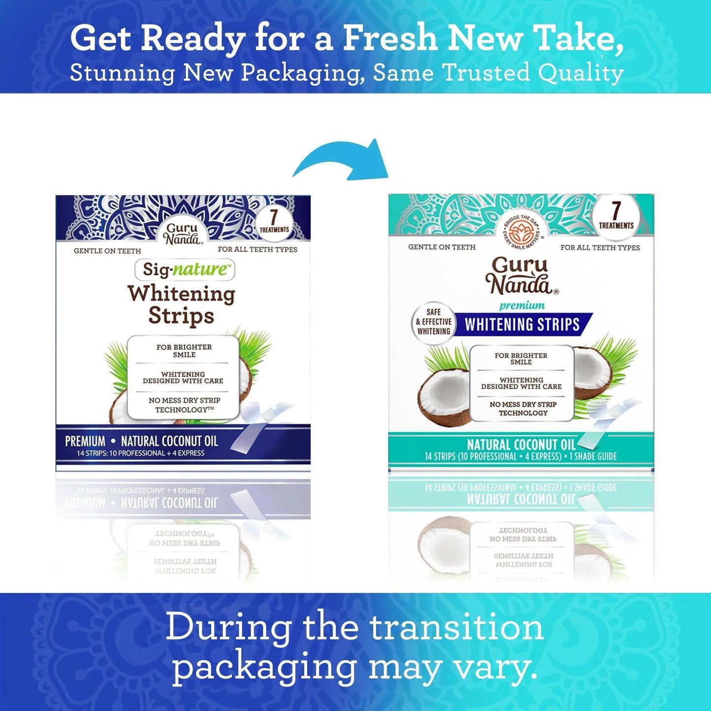 GuruNanda Teeth Whitening Strips - 7-Day Treatment with Non-Slip, Dry Strip Technology - Whitening Designed with Care for a Brighter Smile