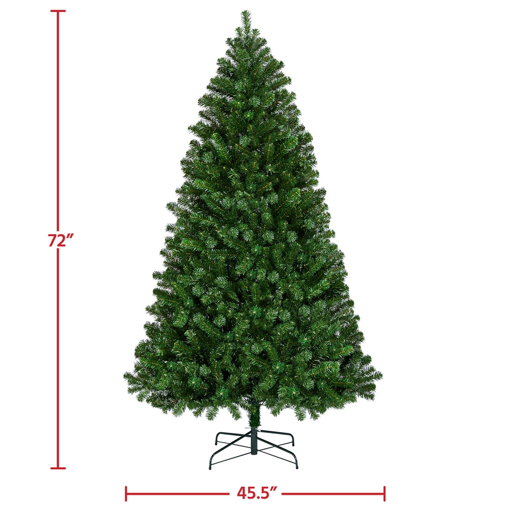 Costoffs 4ft/4.5ft/6ft/7.5ft/9ft/12ft Christmas Tree Hinged Prelighted Pine Tree for Home Party Holiday Decoration with Lights, Easy Assembly, Metal Hinges & Foldable Base