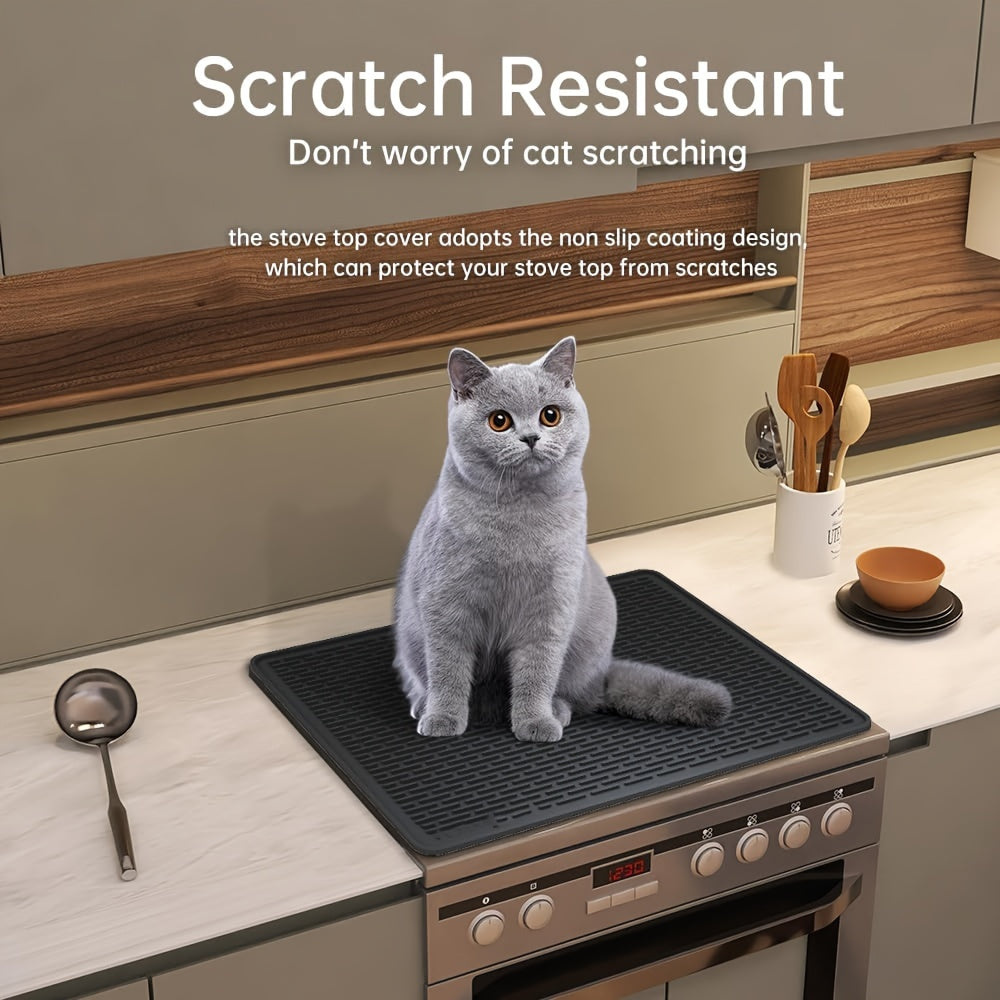 Heat Resistant - Silicone Electric Stove Top Cover Mat - Glass Cooktop Cover - 28"x20"Ceramic Stove top Cover - Flat RV Range Stovetop Protector - Extra Large Silicone Dish Drying Mat - BLACK
