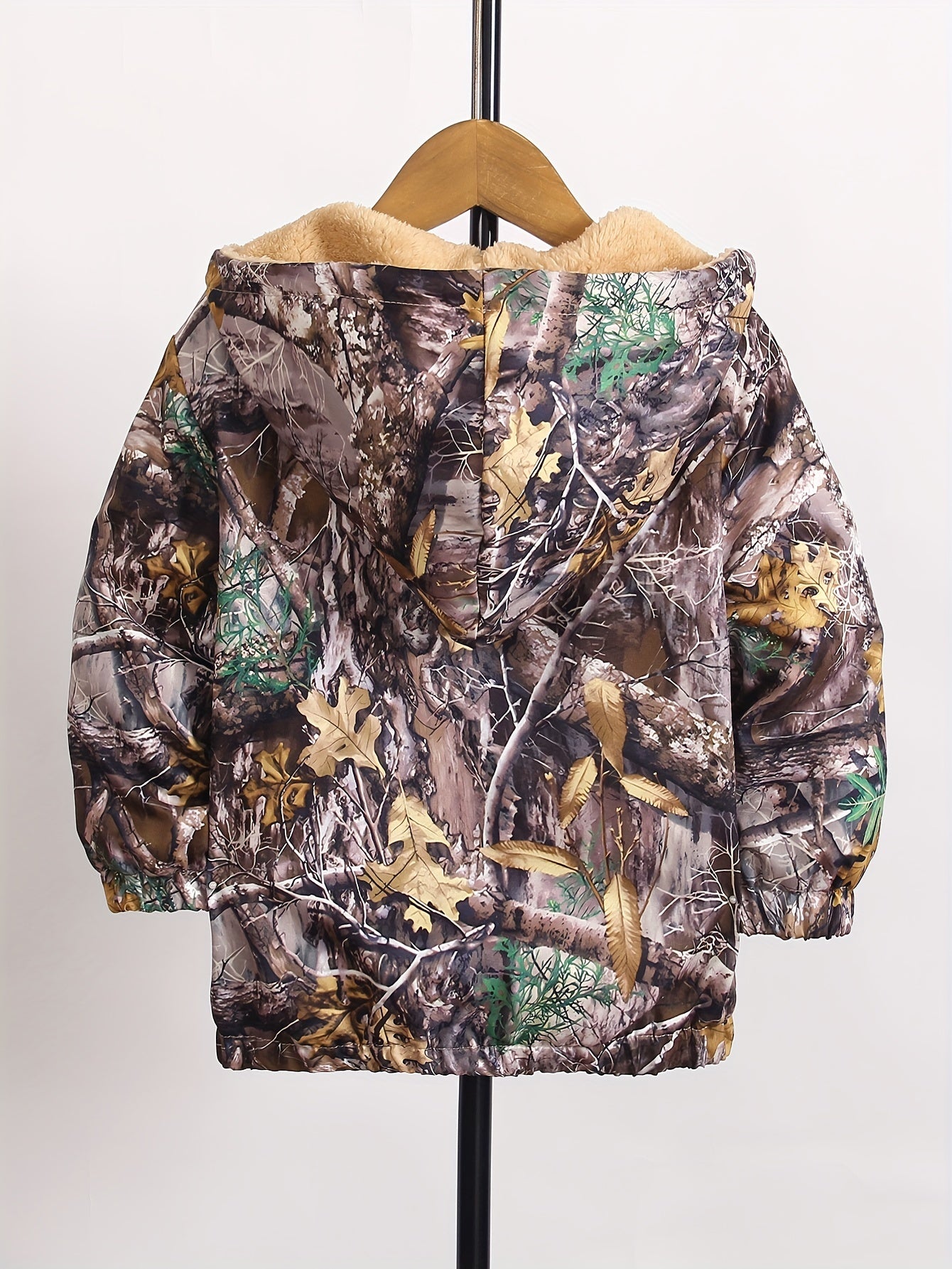 Boy'S Camouflage Hoodie - Polyester Blend, Casual Style, Long Sleeves, Zip Closure, Regular Fit