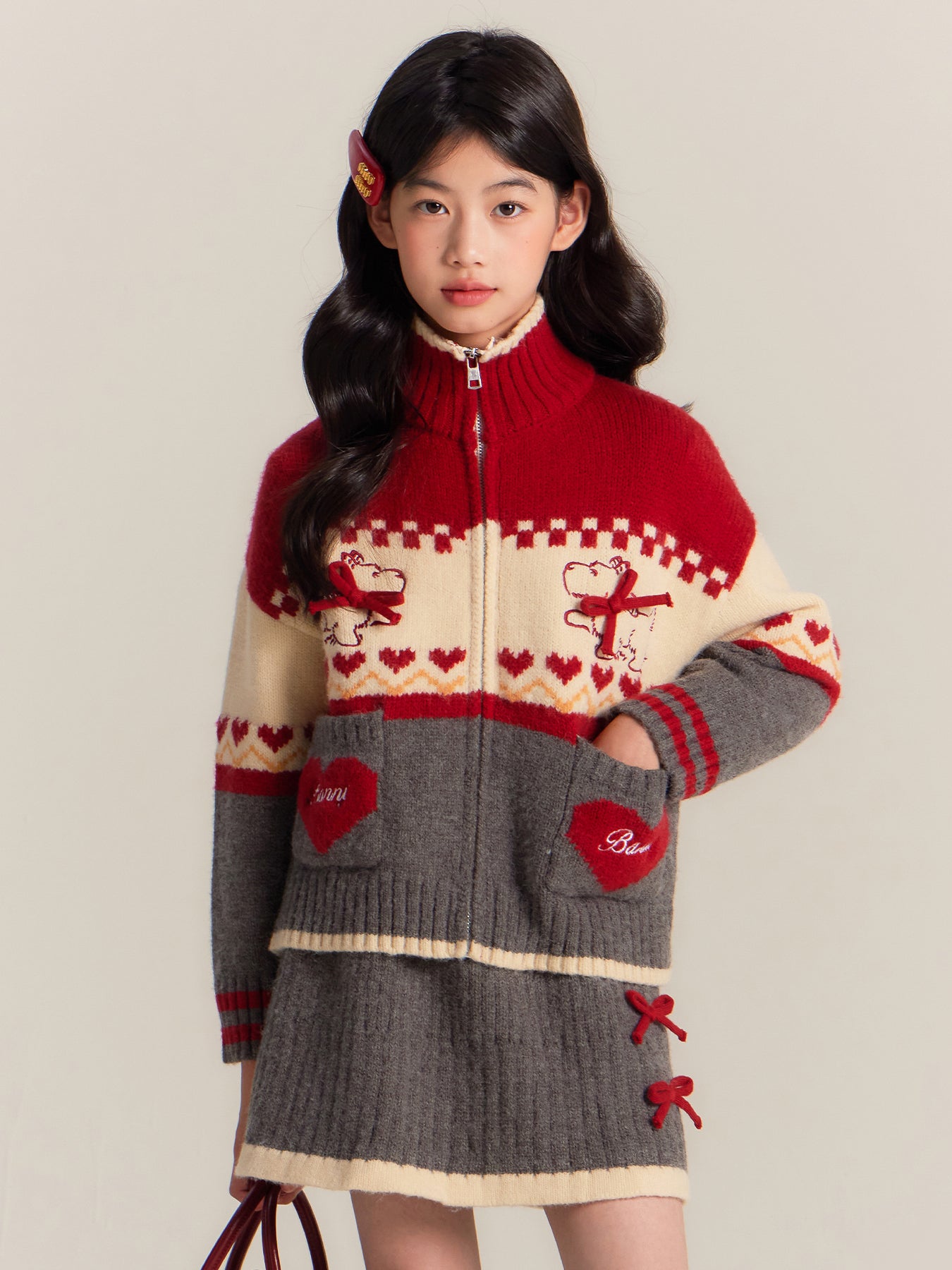 Christmas sweater set, elegant knitted two piece girls set, children's knitted cardigan and knitted skirt set, skirt, sweater cardigan, comfortable fit, Christmas gift