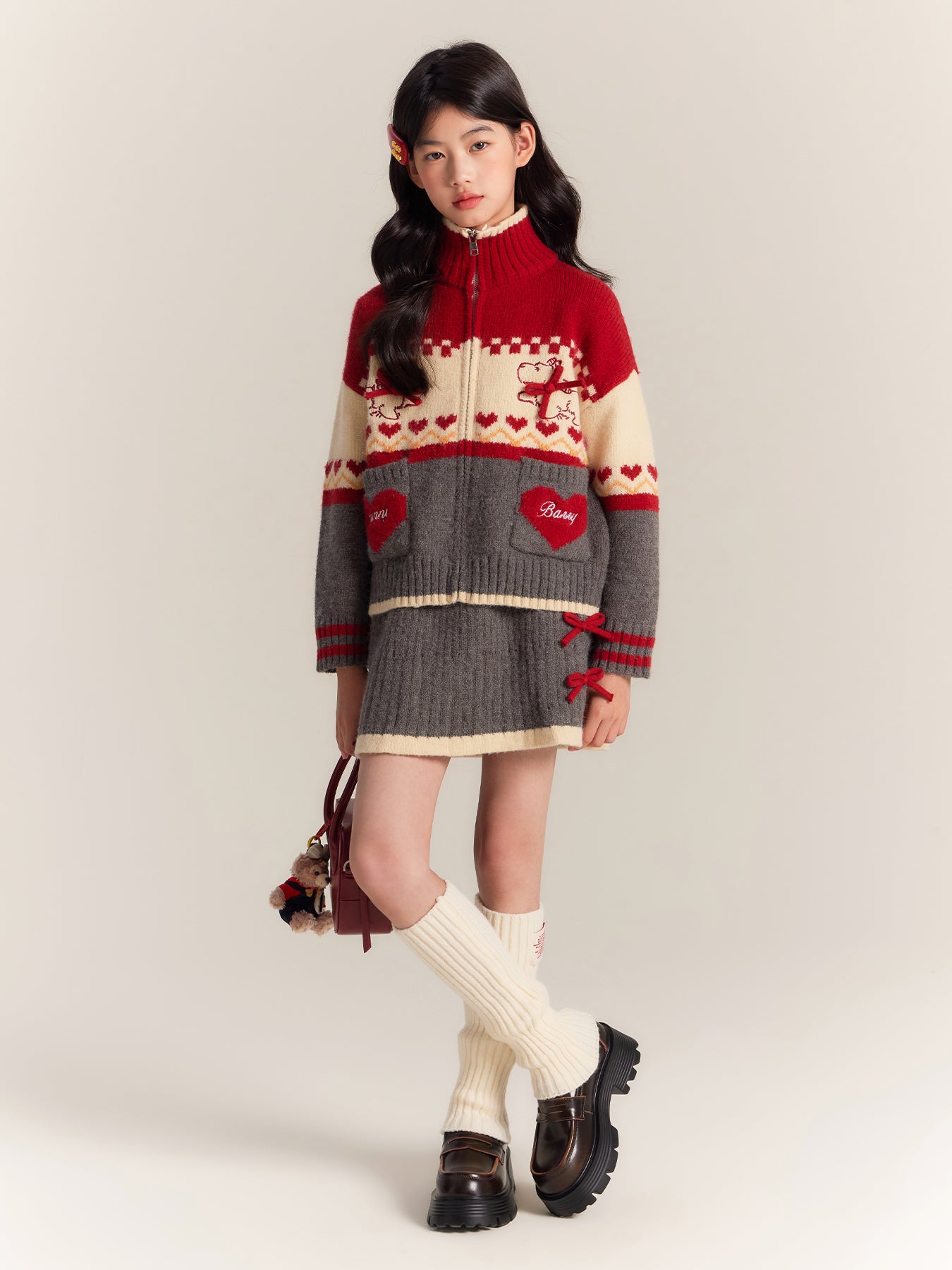 Christmas sweater set, elegant knitted two piece girls set, children's knitted cardigan and knitted skirt set, skirt, sweater cardigan, comfortable fit, Christmas gift