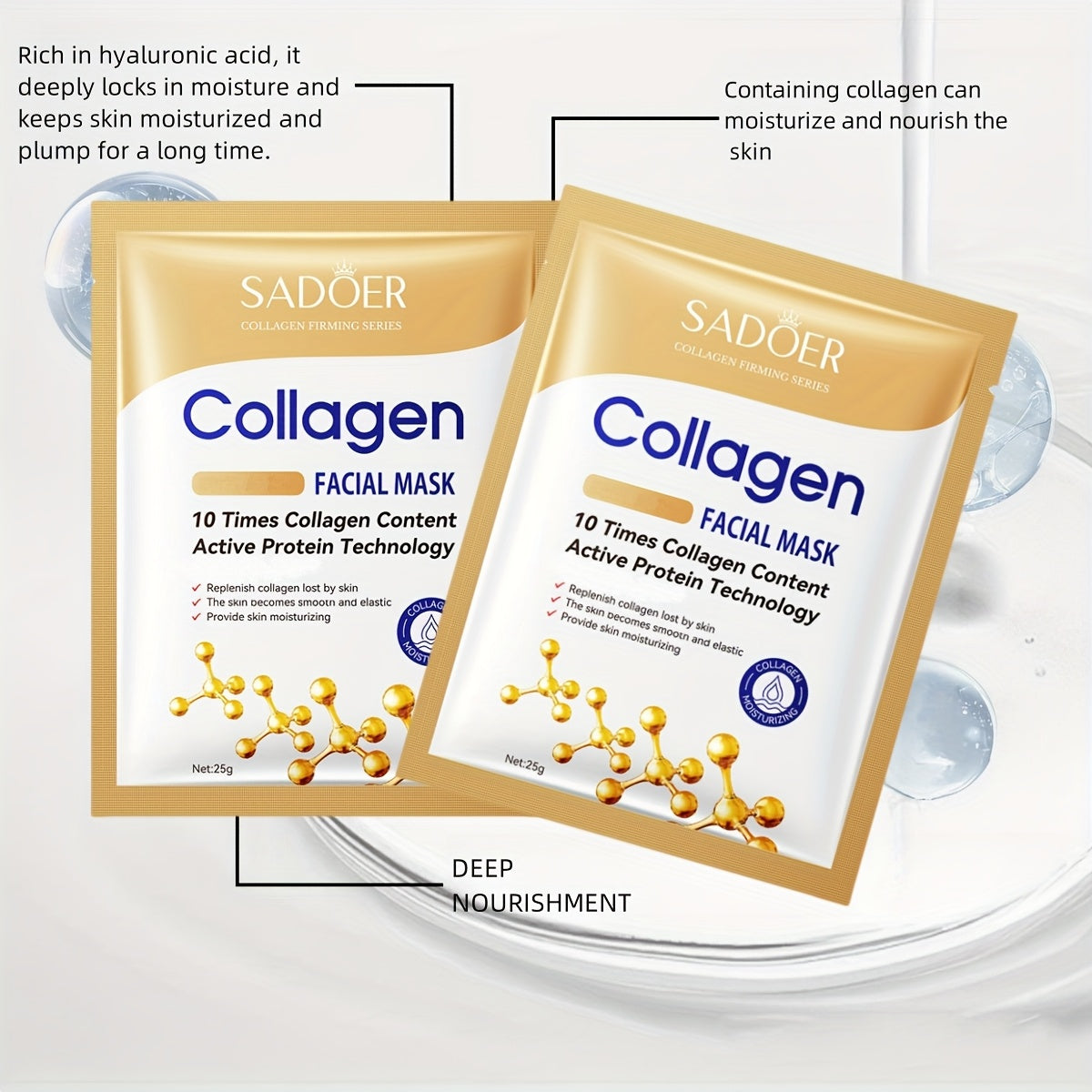SADOER 10/30/90pcs Collagen Facial Masks - Deep Moisturizing, Firming, Alcohol-Free, Fragrance-Free, 16% Collagen for All Skin Types Halloween Christmas Gifts