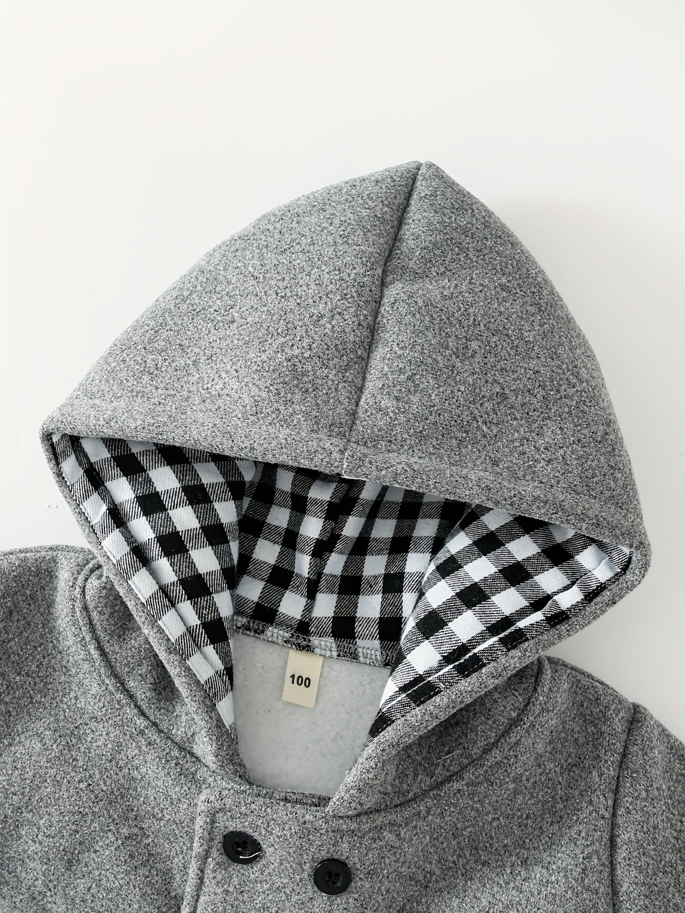 Boys' Cozy Fleece Hooded Jacket with Dual Pockets - Solid Gray, Casual Style for Fall/Winter