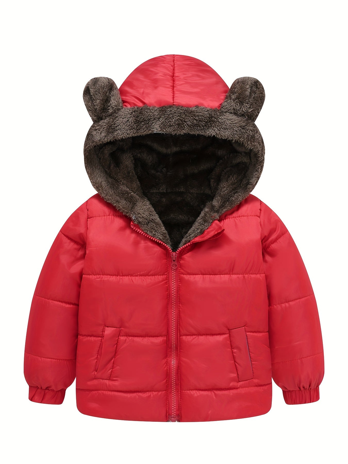 Cozy Kid's Fleece Lined Hooded Jacket - Down Alternative Padded Coat for Winter Outdoor, Zip-Up, Warm, Boy's Clothing